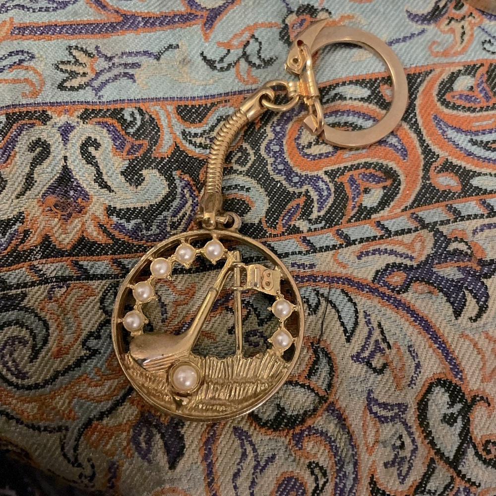 Dainty golfer vintage keychain